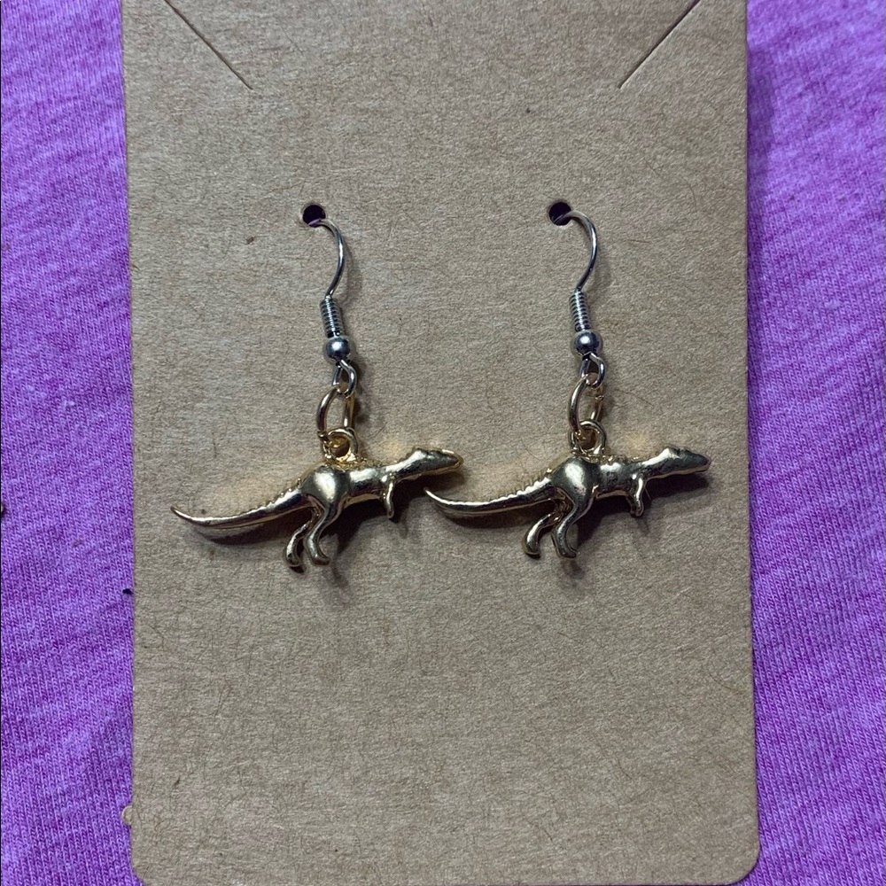 dinosaur earrings (gold)